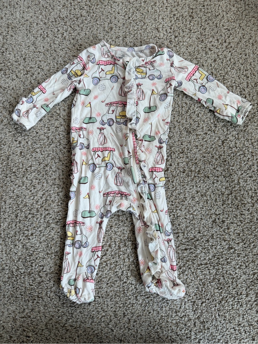 Caden Lane Country Club Cuties Ruffle Footie 0-3 Months